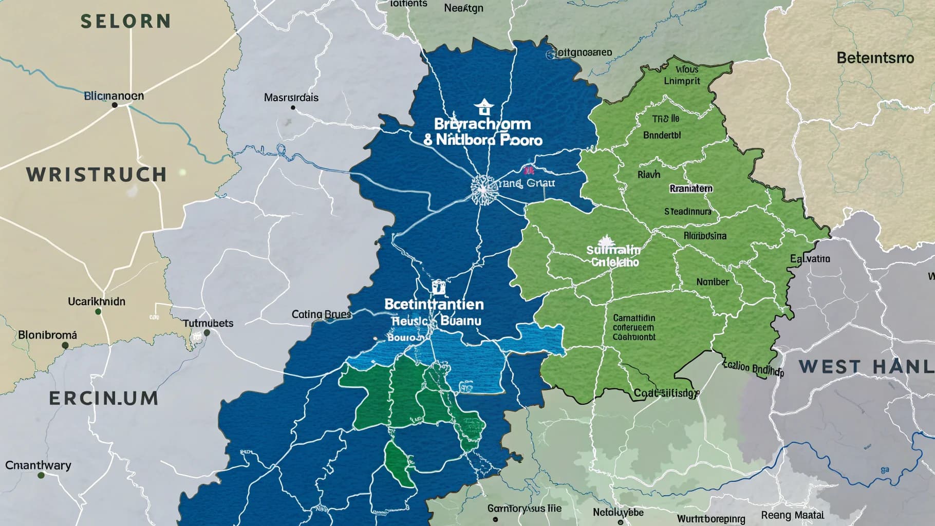 Service coverage map displaying Birmingham and West Midlands regions with electrical service zones highlighted in blue and green tones, no humans appears in the image